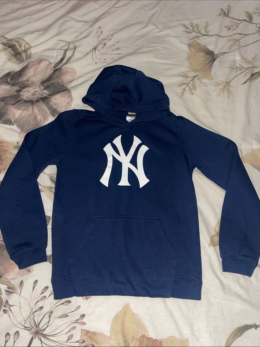 Navy NY Yankees Kids Hoodie with White NY Logo